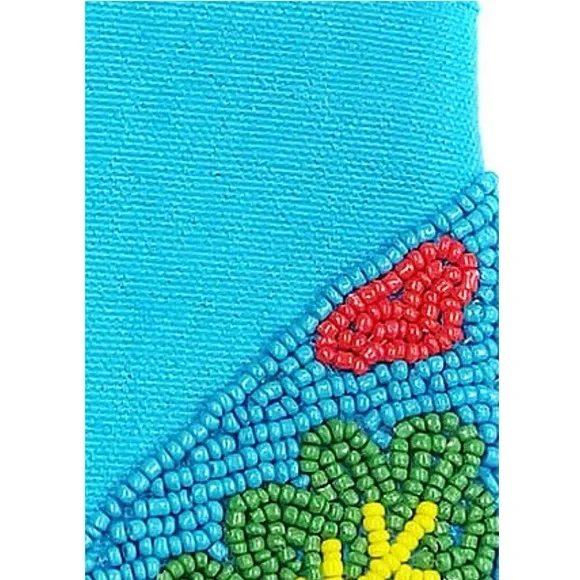 💕 ARATTA paradise hand embellished clutch flamingo print blue beaded NEW strap - Picture 5 of 7